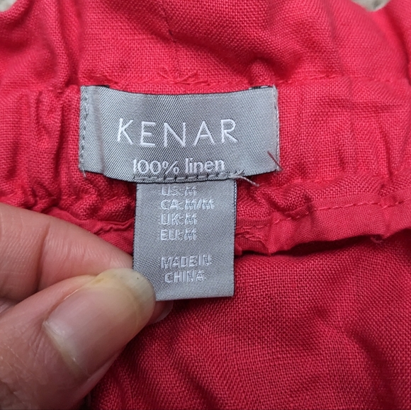 Kenar 100% linen paperbag mini skirt with pocket hot pink - Picture 6 of 10